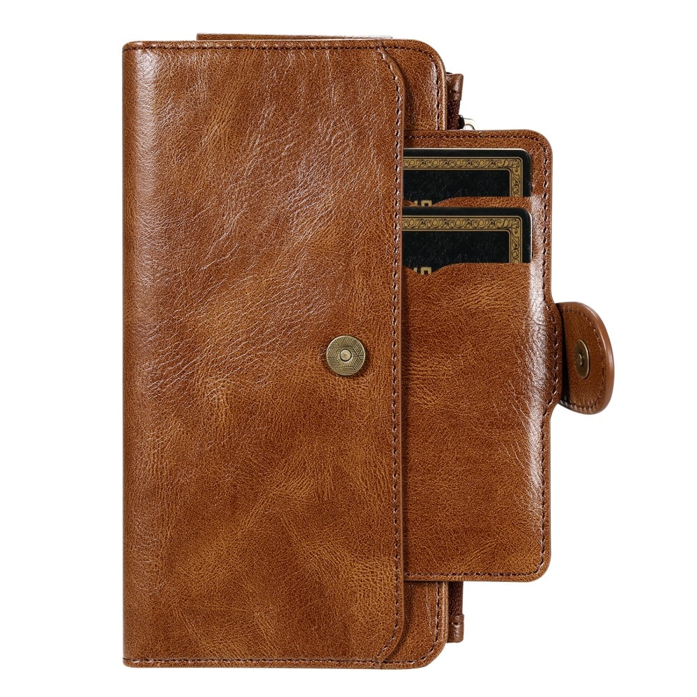 Magnet Leather Multi Wallet iPhone 16e Marrón