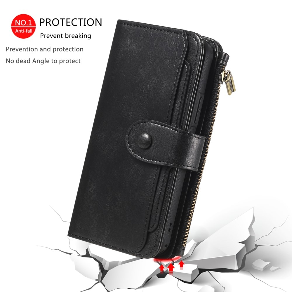 Magnet Leather Multi Wallet iPhone 16e negro