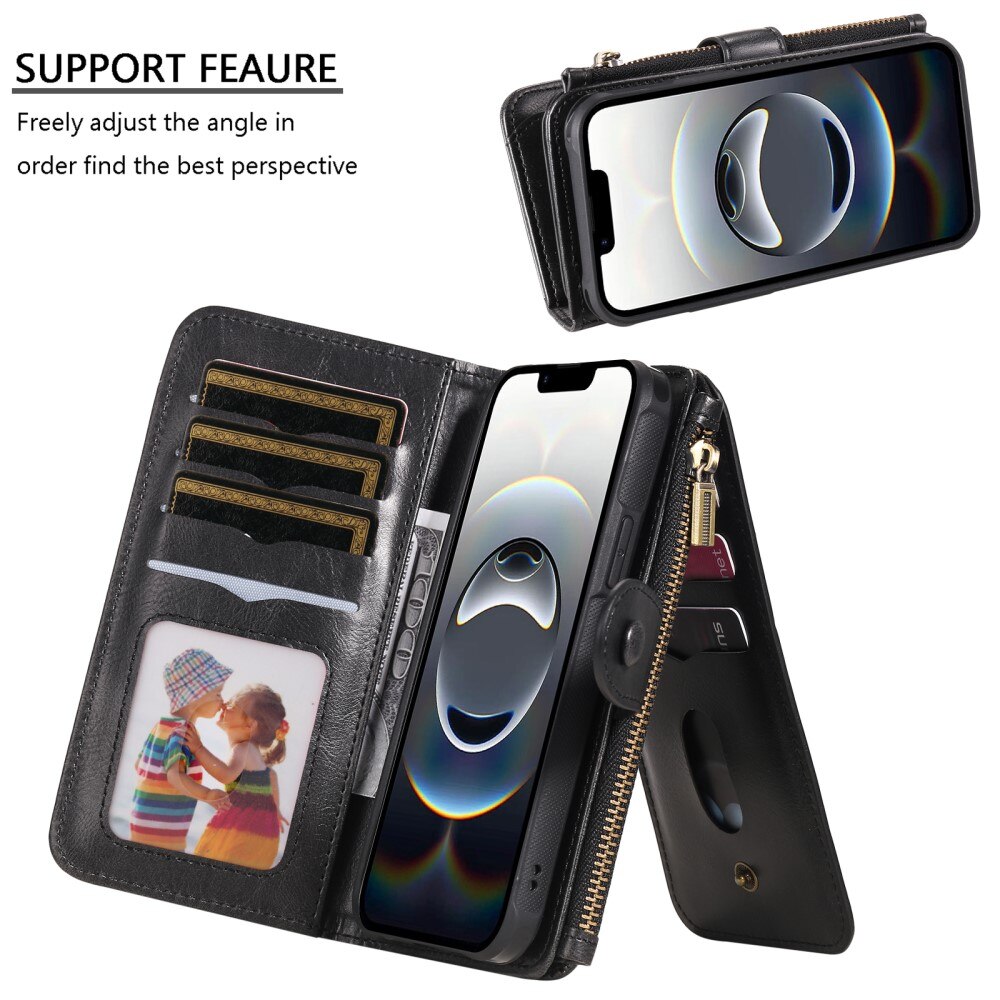 Magnet Leather Multi Wallet iPhone 16e negro
