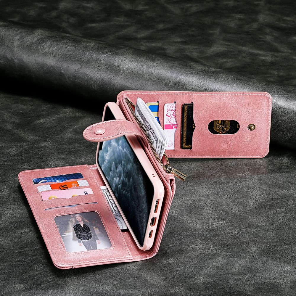 Magnet Leather Multi Wallet iPhone 16e Rosa