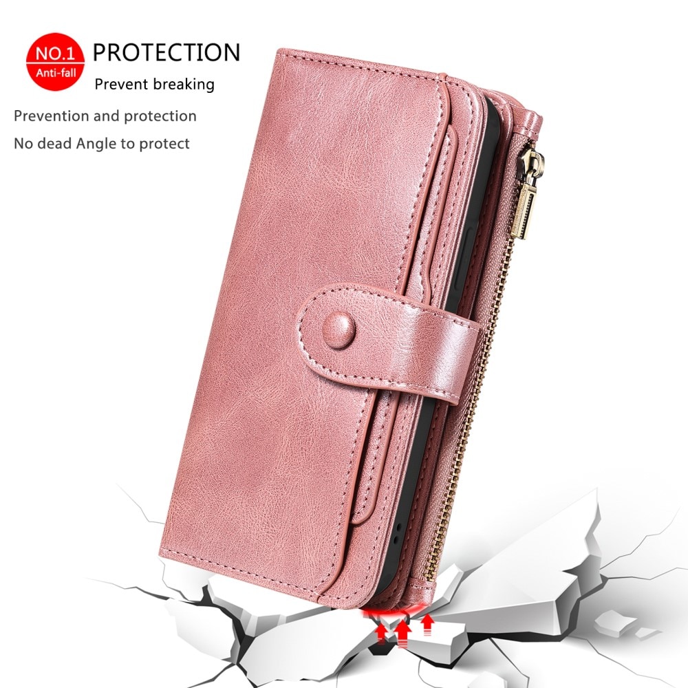 Magnet Leather Multi Wallet iPhone 16e Rosa