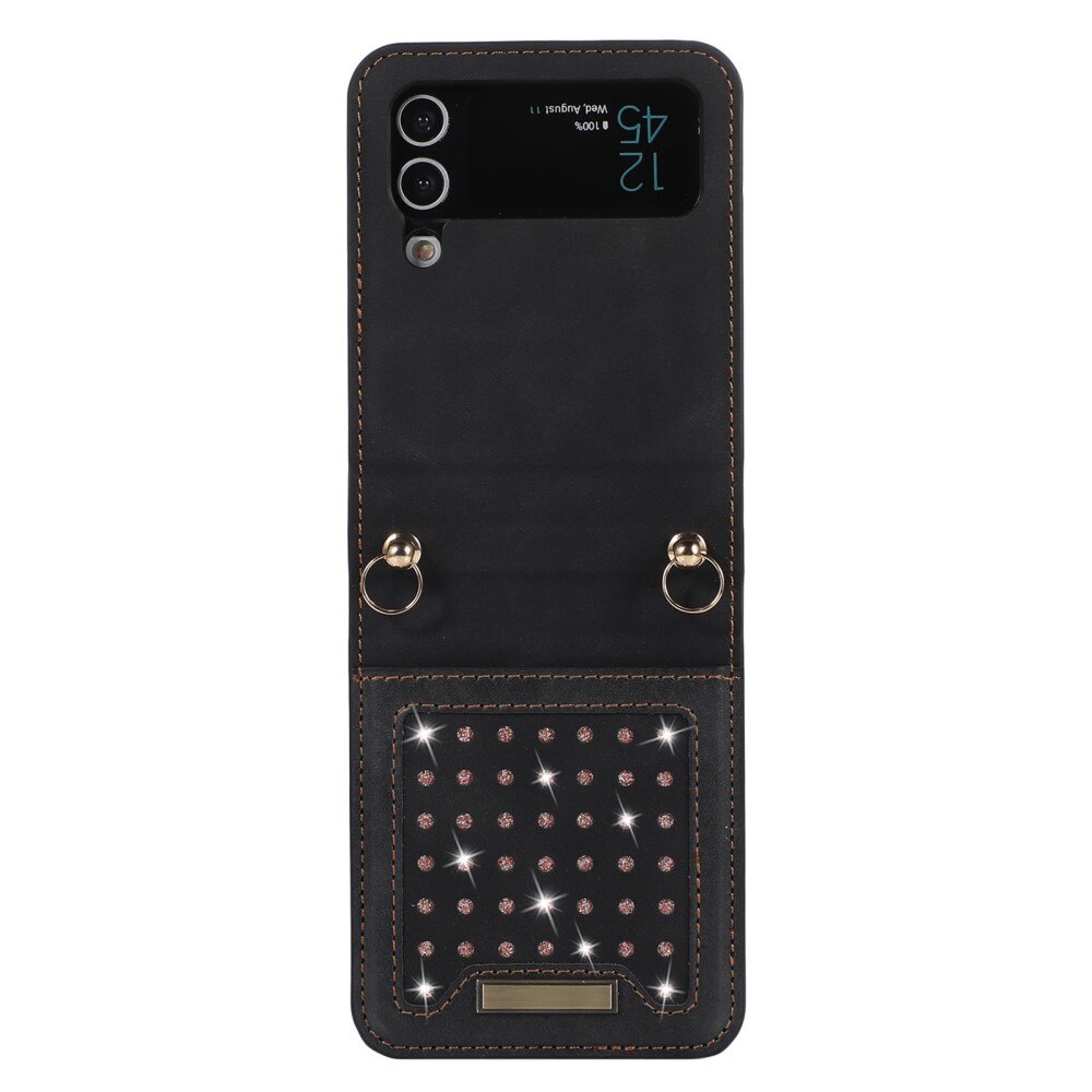 Funda con tarjetero brillantina Samsung Galaxy Z Flip 4 Negro