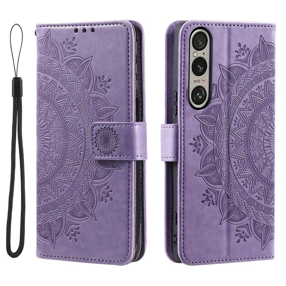 Funda de Cuero Mandala Sony Xperia 1 VII Púrpura