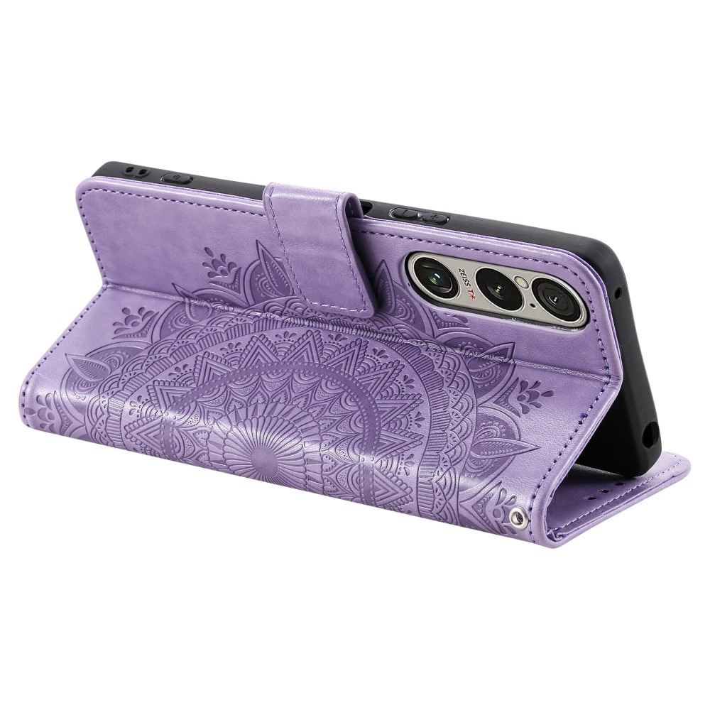 Funda de Cuero Mandala Sony Xperia 1 VII Púrpura