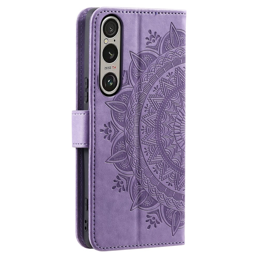 Funda de Cuero Mandala Sony Xperia 1 VII Púrpura