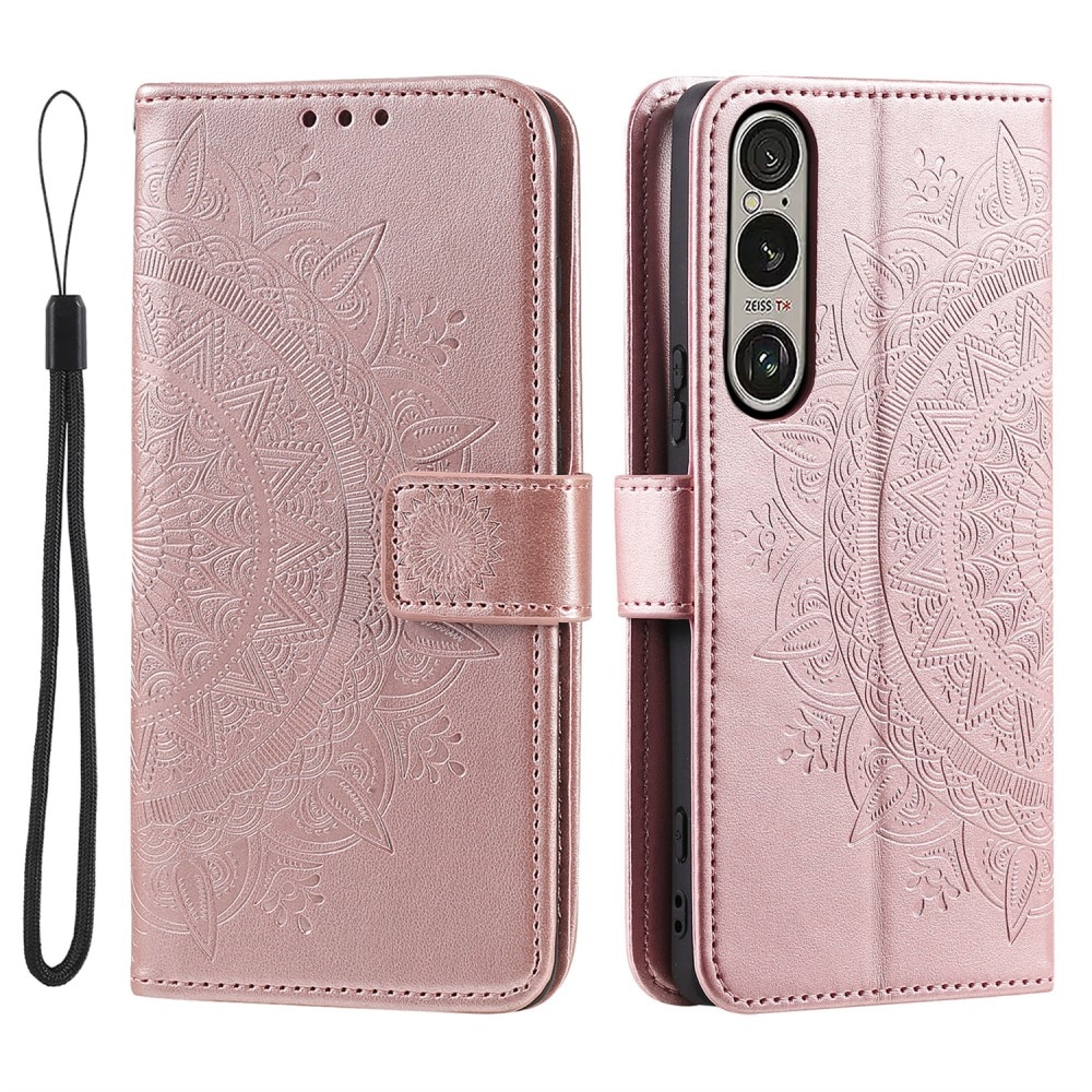 Funda de Cuero Mandala Sony Xperia 1 VII Oro rosa