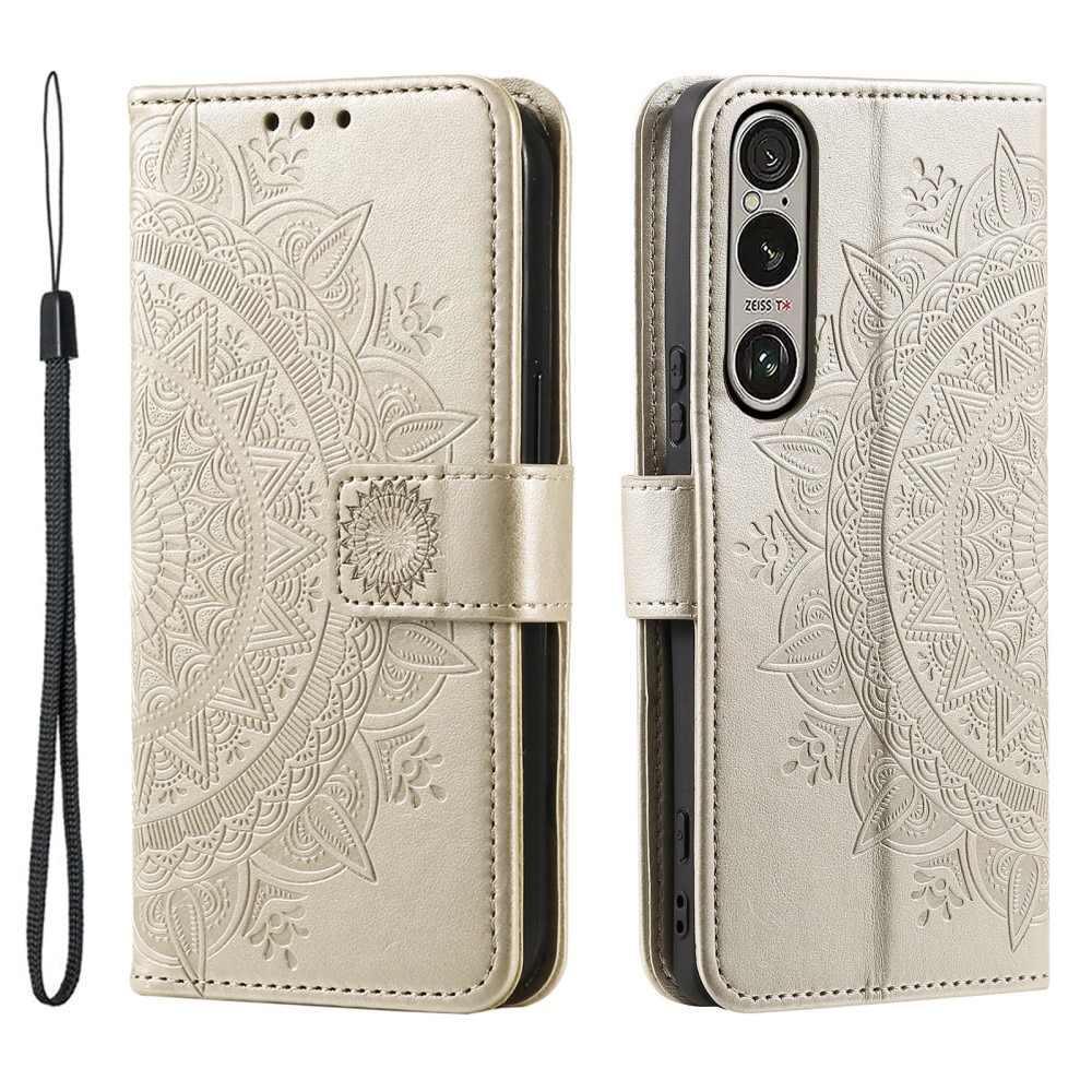 Funda de Cuero Mandala Sony Xperia 1 VII Oro