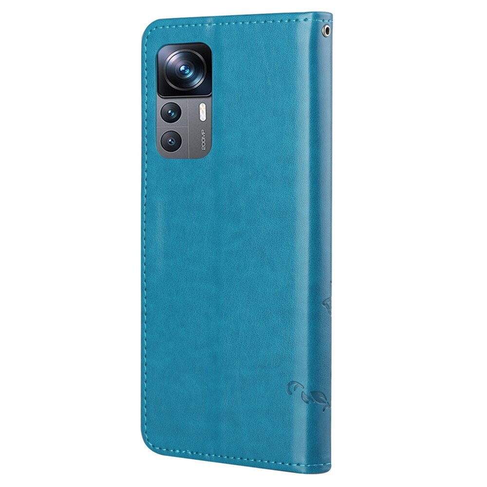 Funda de cuero con mariposas para Xiaomi 12T/12T Pro, azul