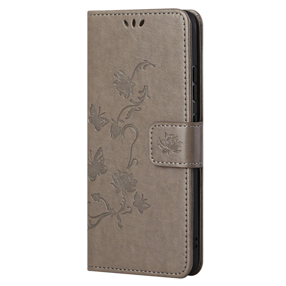 Funda de Cuero con Mariposas Xiaomi 12T/12T Pro, Gris