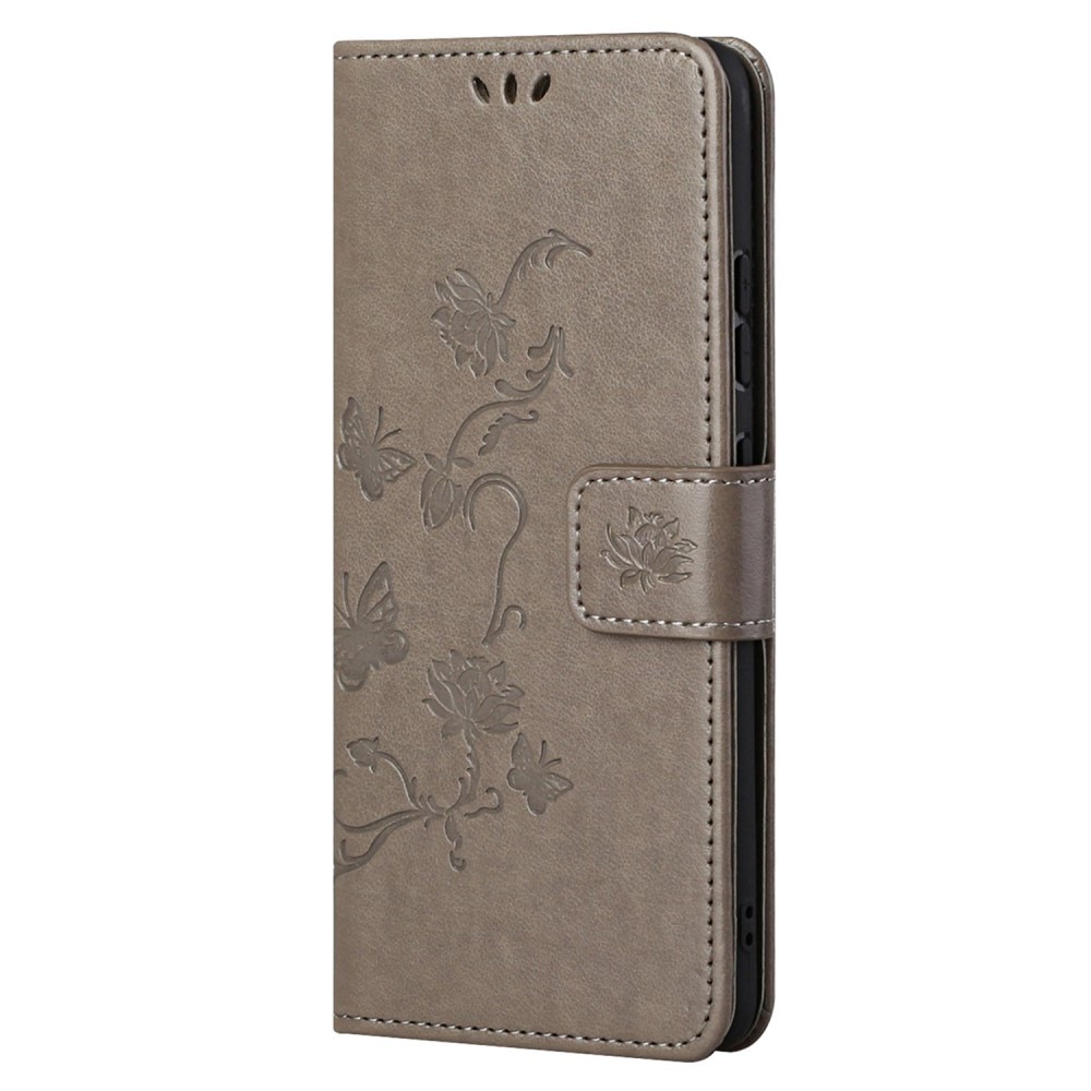 Funda de cuero con mariposas para Xiaomi 12T/12T Pro, gris