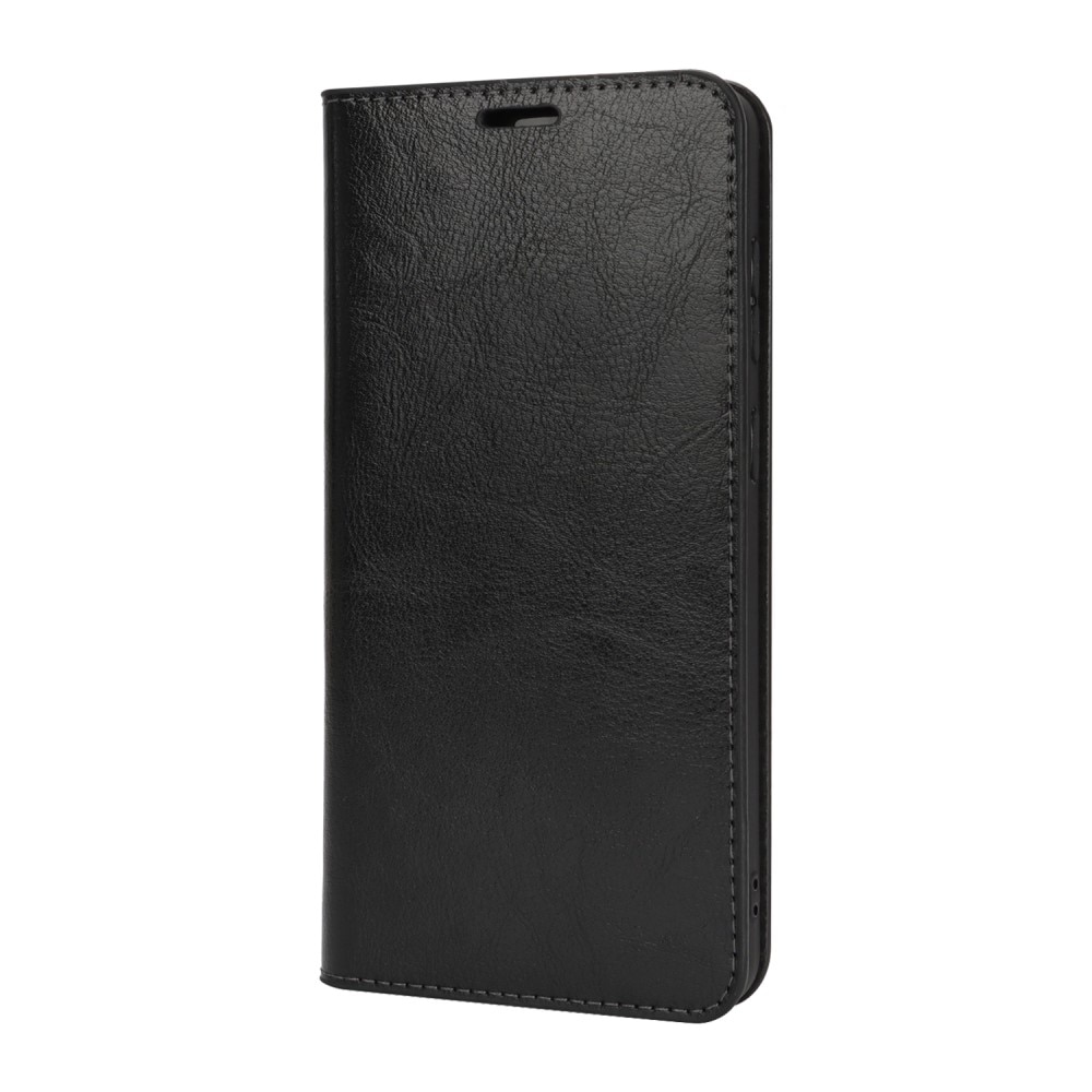 Funda cartera de cuero genuino Samsung Galaxy S25 Edge Negro