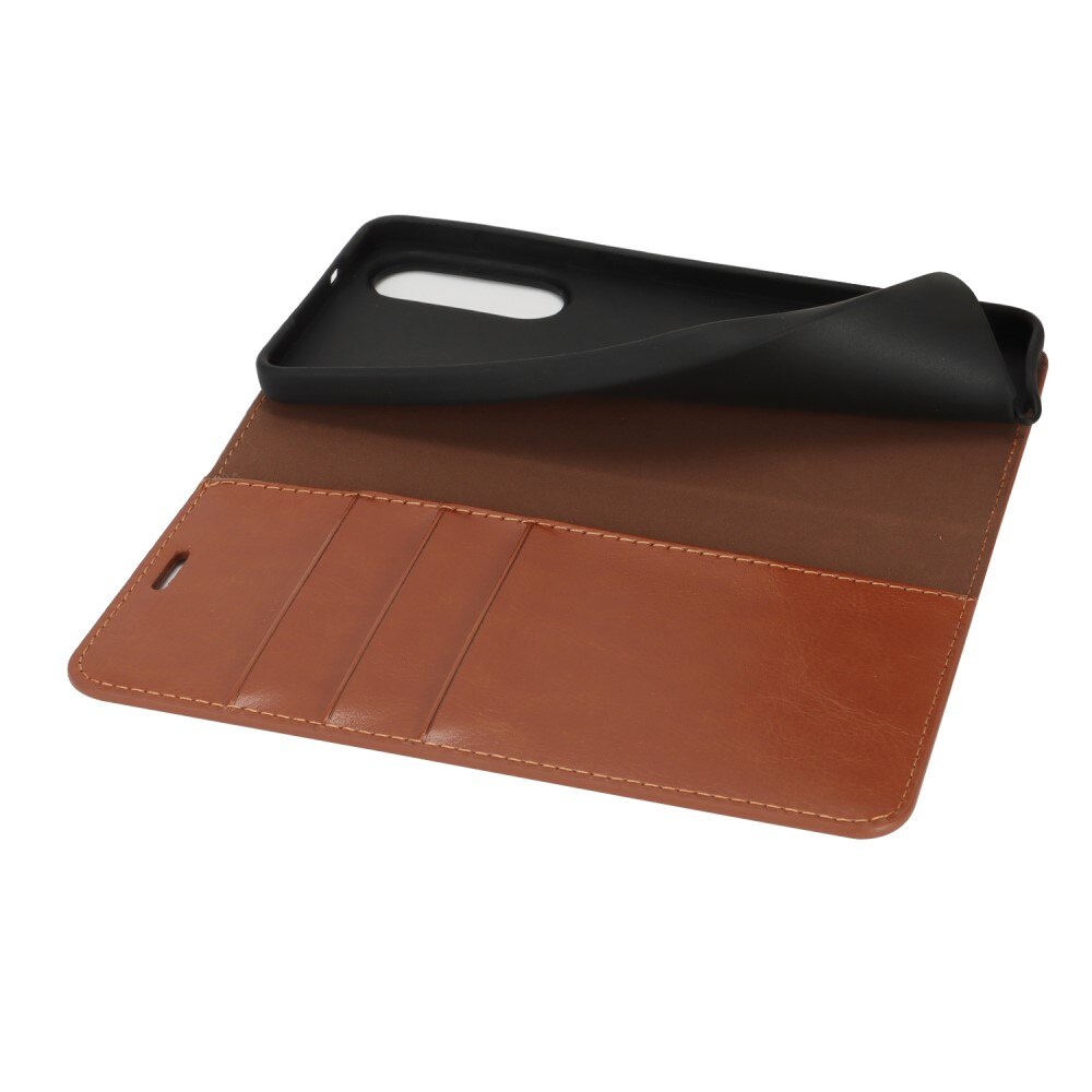 Funda cartera de cuero genuino Samsung Galaxy S25 Edge Marrón
