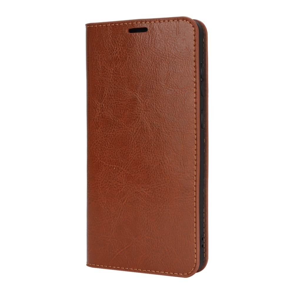 Funda cartera de cuero genuino Samsung Galaxy S25 Edge Marrón