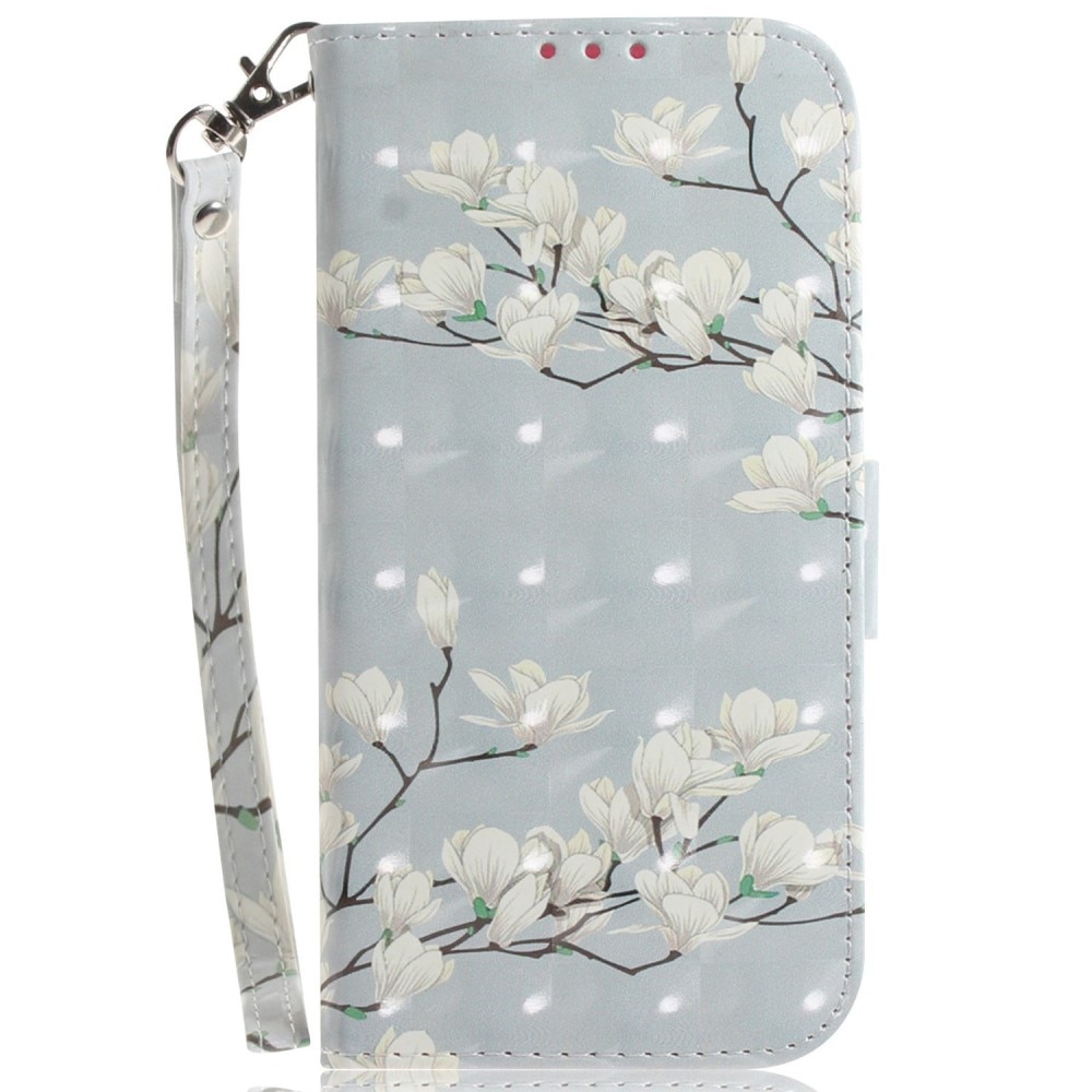 Funda cartera 3D Samsung Galaxy A14 flores blancas
