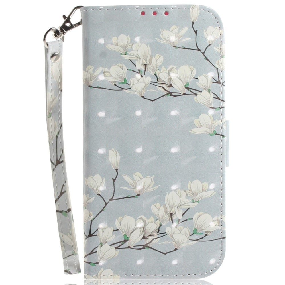 Funda cartera 3D Samsung Galaxy A14 flores blancas