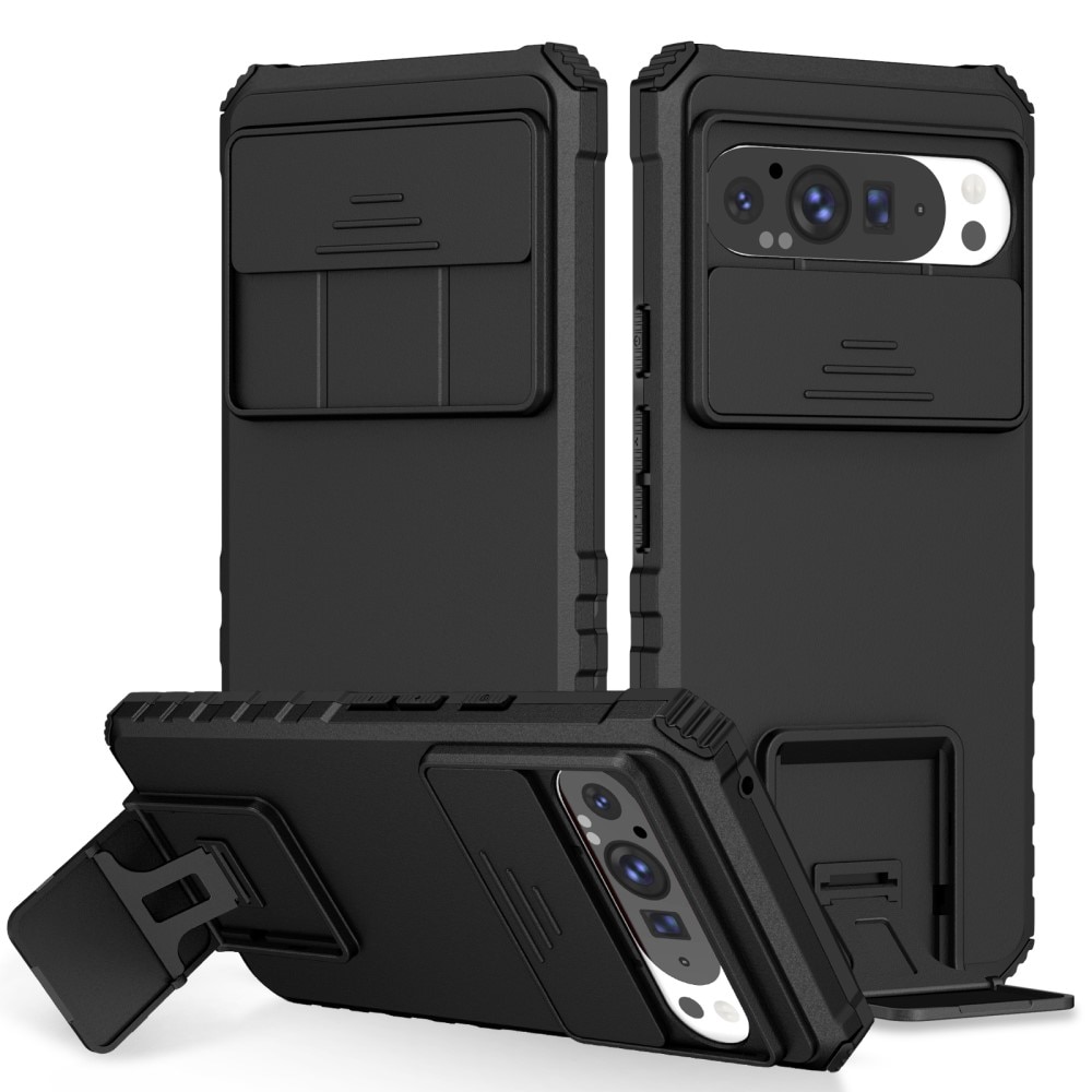Funda Kickstand con Protector Cámara Google Pixel 9 Pro XL Negro