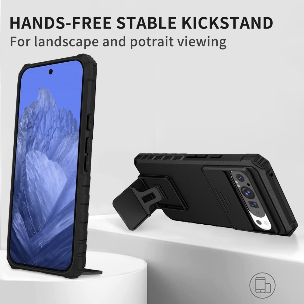 Funda Kickstand con Protector Cámara Google Pixel 9 Pro XL Negro