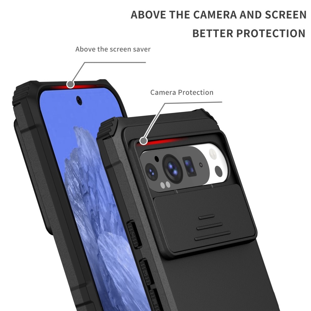 Funda Kickstand con Protector Cámara Google Pixel 9 Pro XL Negro