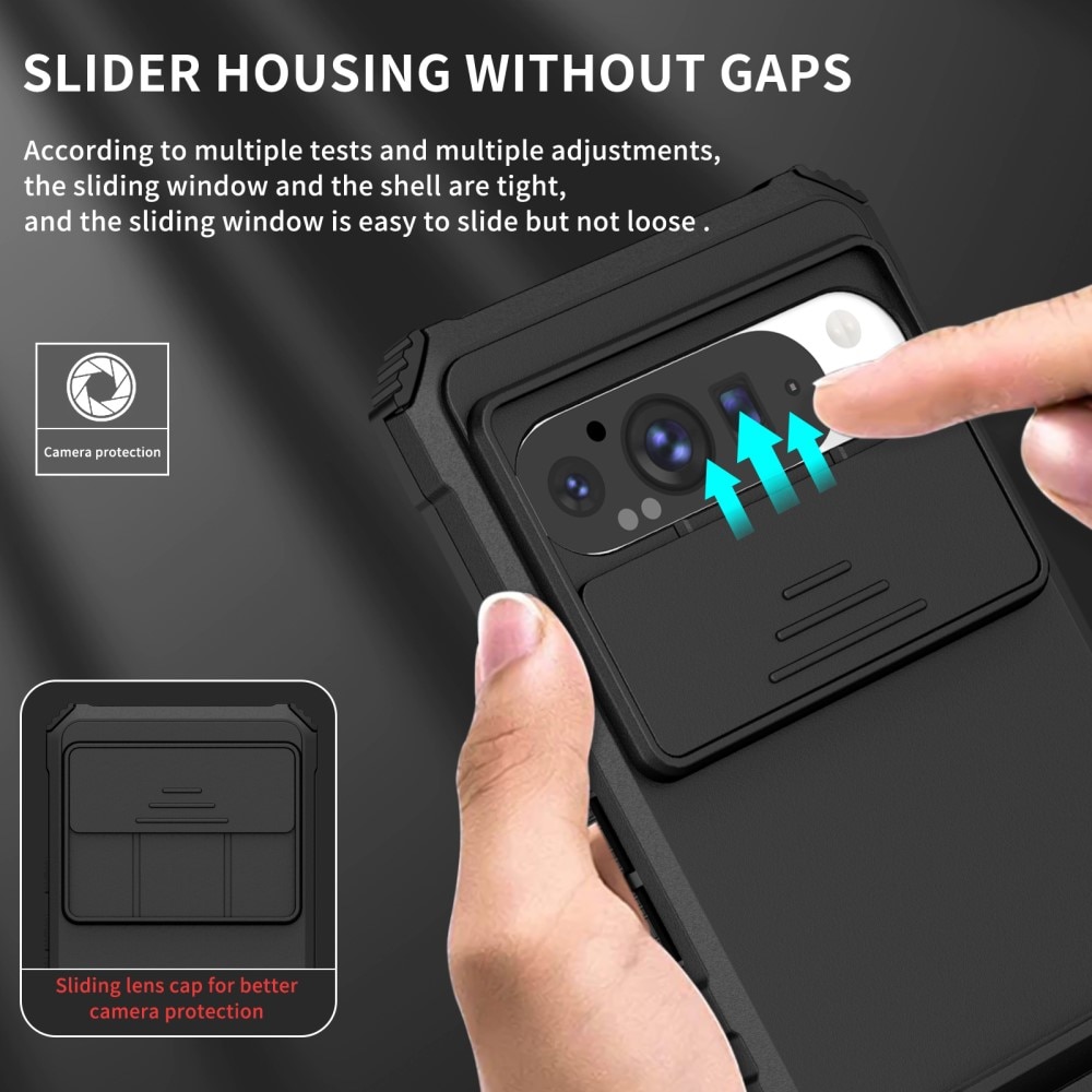 Funda Kickstand con Protector Cámara Google Pixel 9 Pro XL Negro