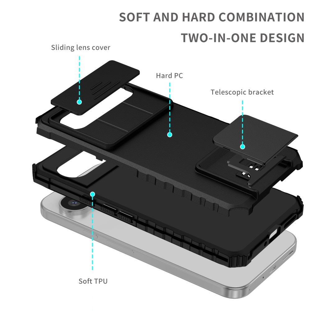 Funda Kickstand con Protector Cámara Google Pixel 9 Pro XL Negro