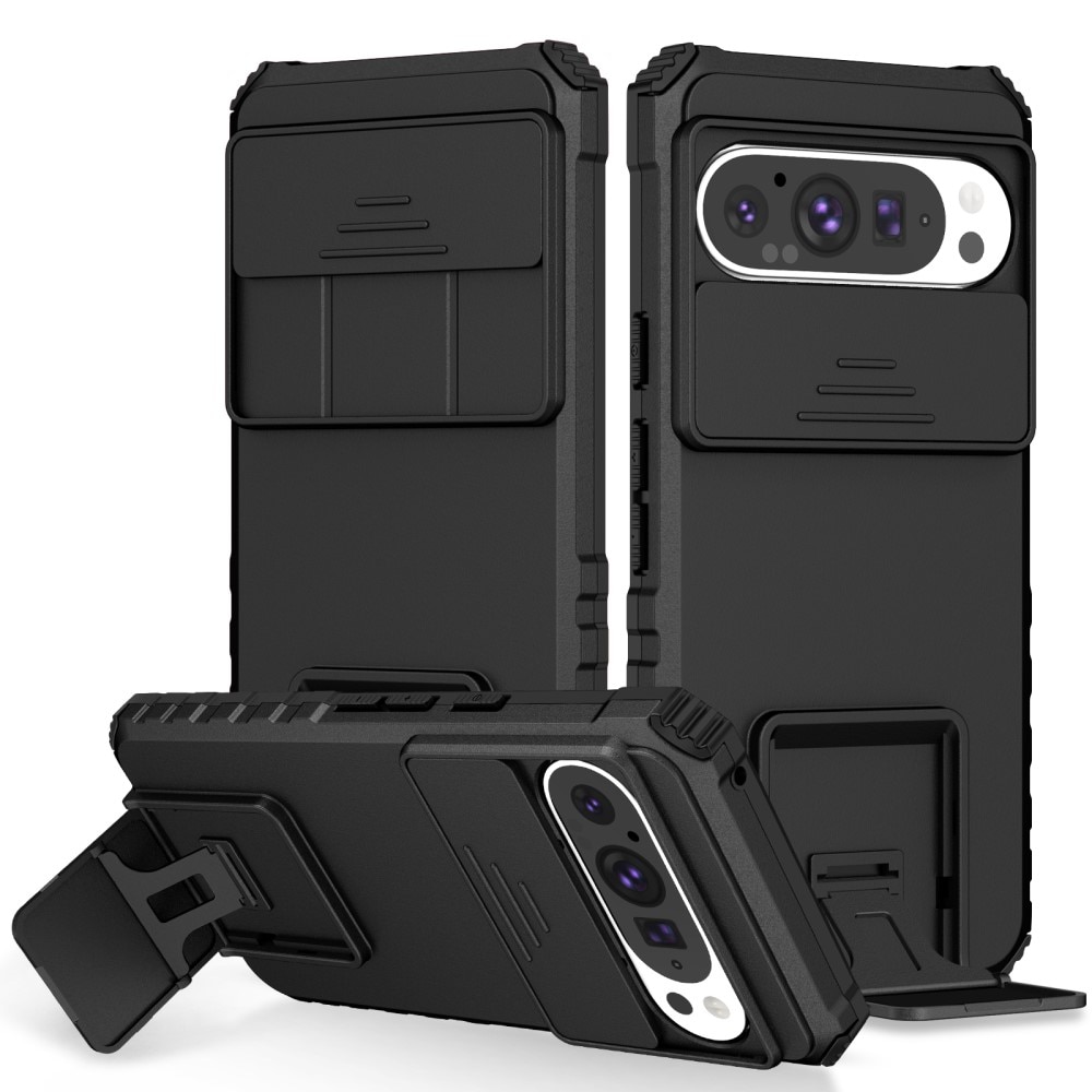 Funda Kickstand con Protector Cámara Google Pixel 9 Negro