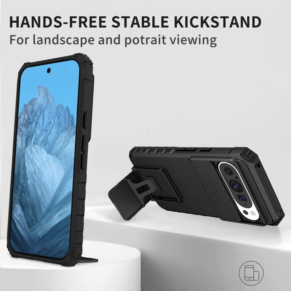 Funda Kickstand con Protector Cámara Google Pixel 9 Negro