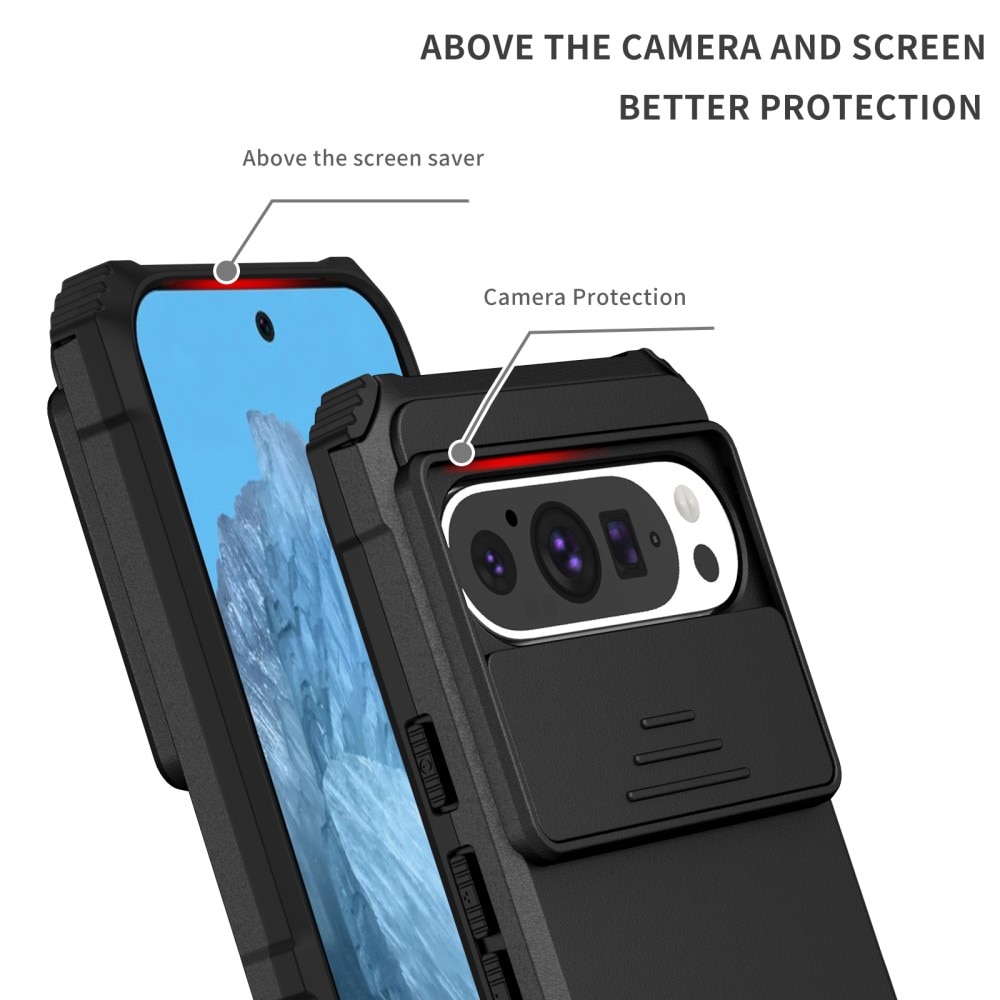 Funda Kickstand con Protector Cámara Google Pixel 9 Negro