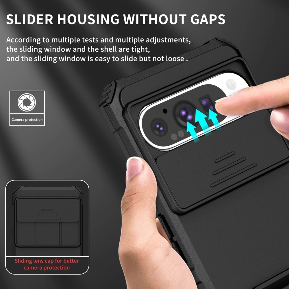 Funda Kickstand con Protector Cámara Google Pixel 9 Negro