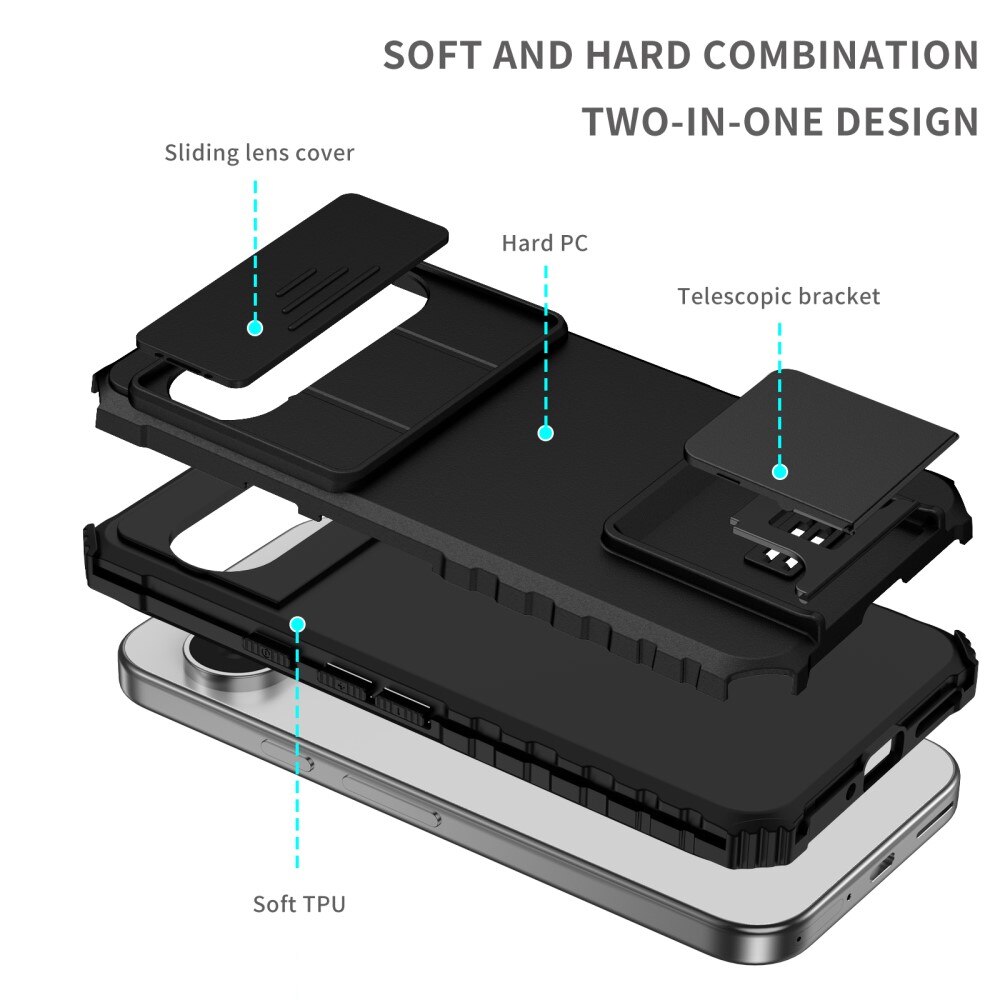Funda Kickstand con Protector Cámara Google Pixel 9 Negro