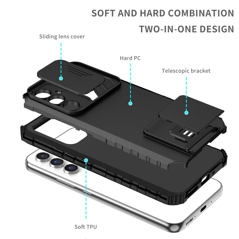 Funda Kickstand con Protector Cámara Samsung Galaxy A56 Negro
