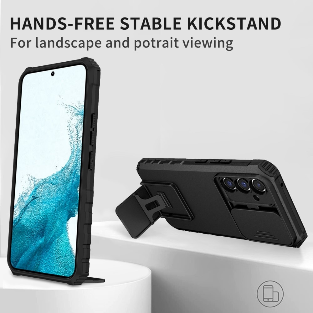 Funda Kickstand con Protector Cámara Samsung Galaxy A56 Negro