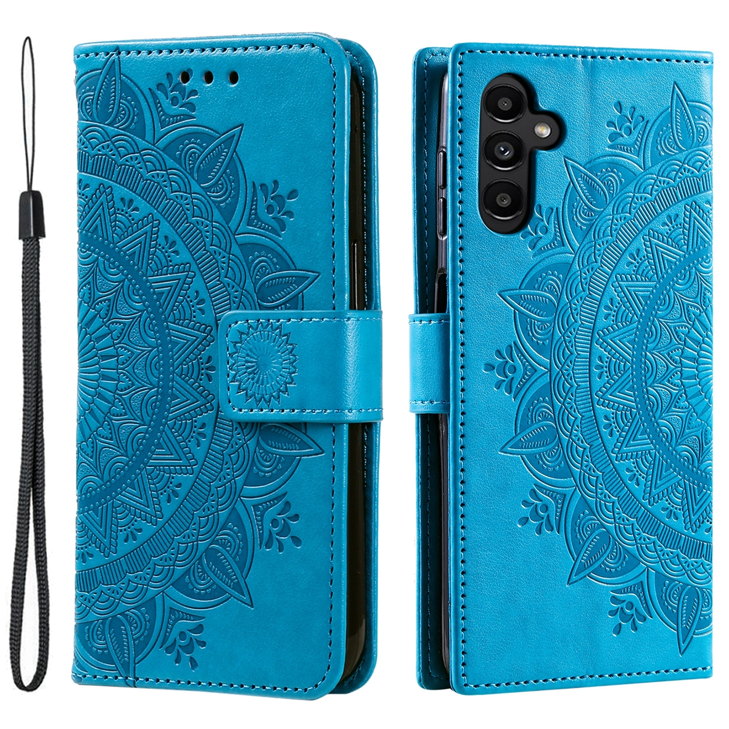 Funda de Cuero Mandala Samsung Galaxy A17 Azul