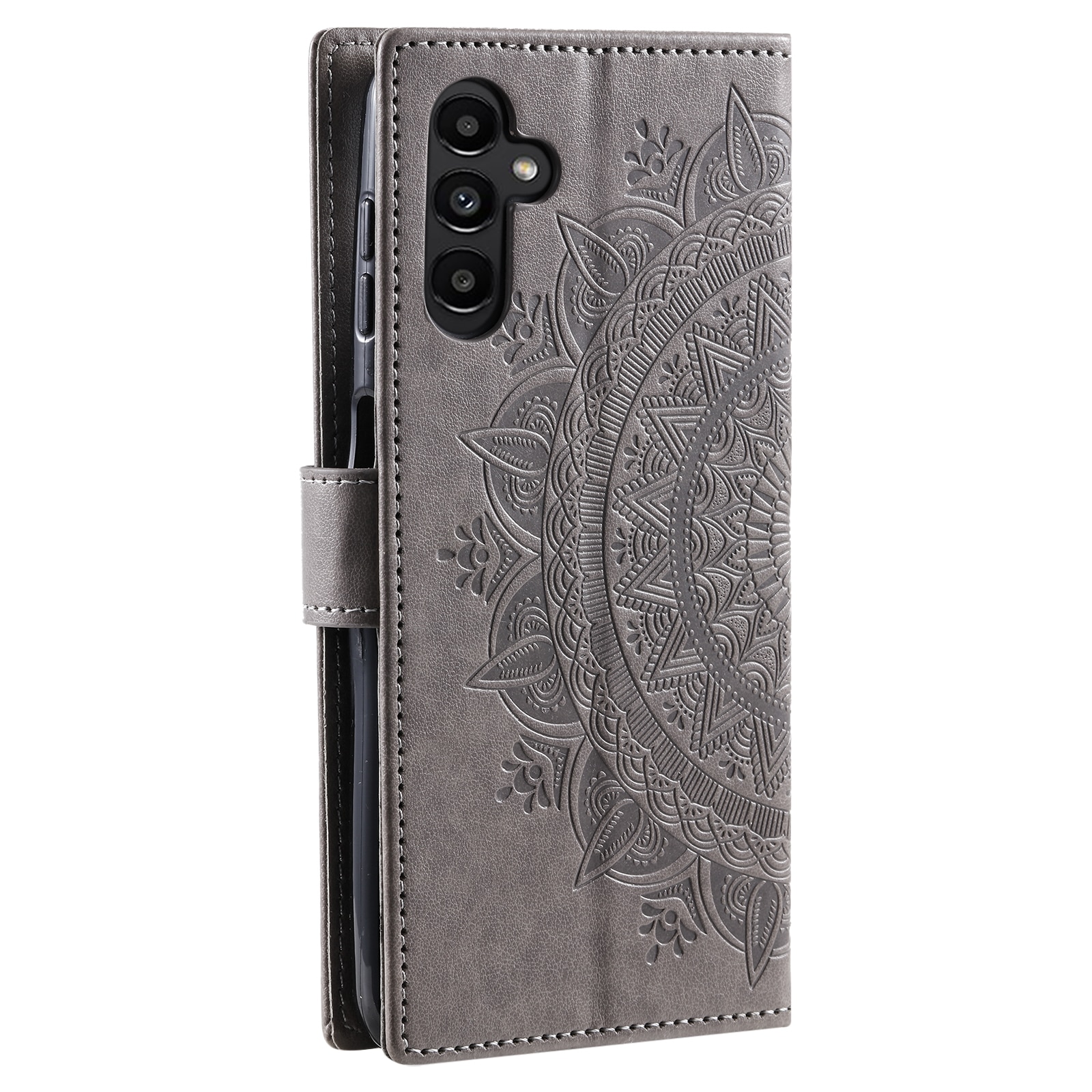 Funda de Cuero Mandala Samsung Galaxy A17 Gris