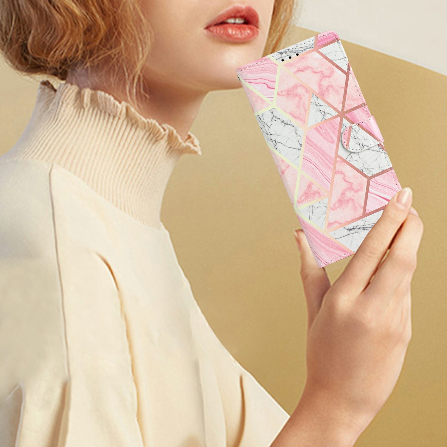 Funda cartera Samsung Galaxy A17 Mármol rosado