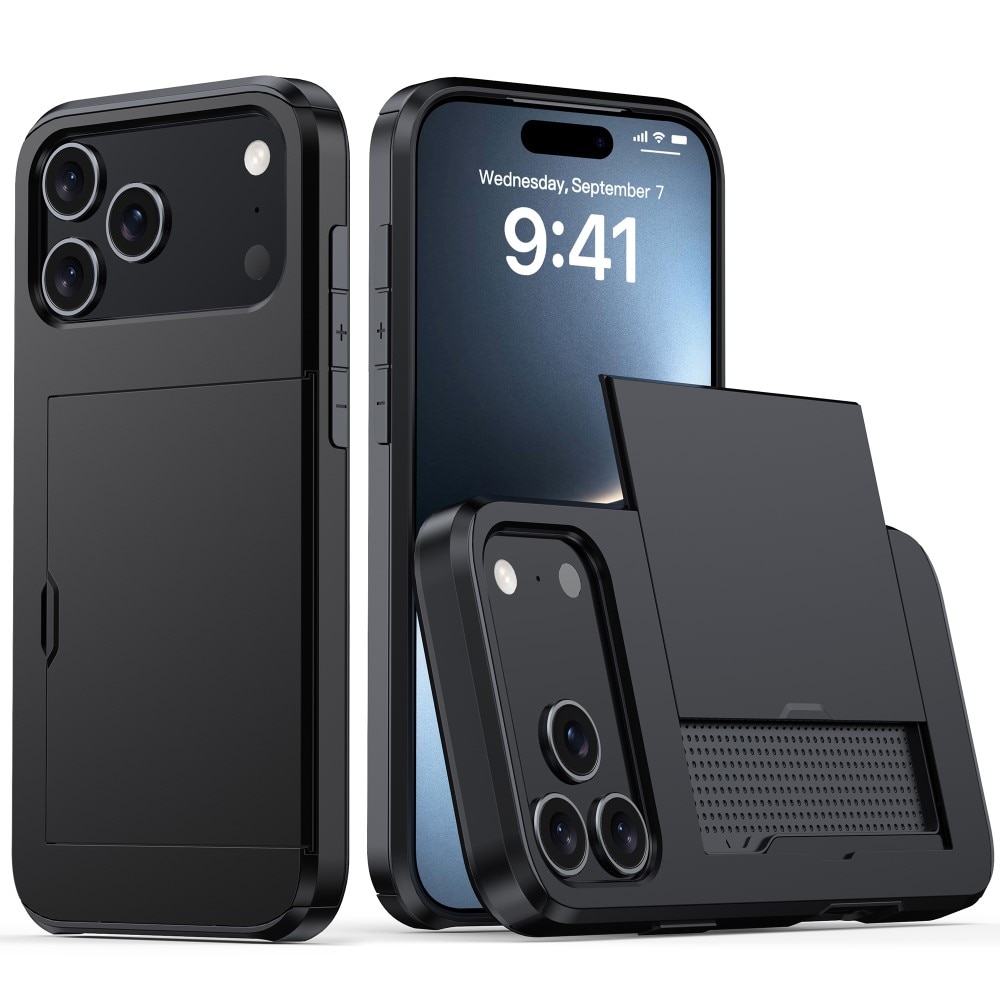 Funda con ranura para tarjetas iPhone 17 Pro Max Negro