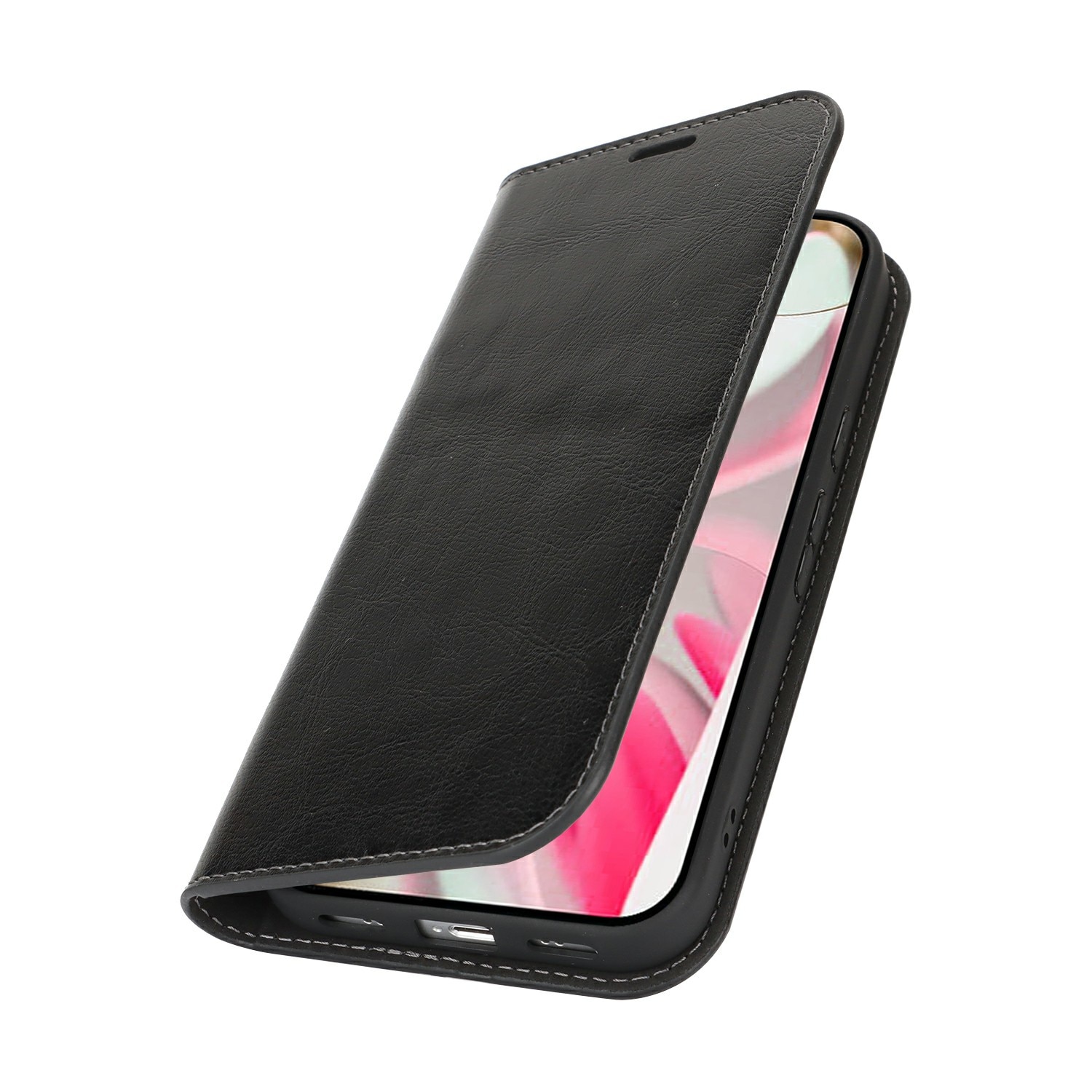 Funda cartera de cuero genuino Google Pixel 10 Negro