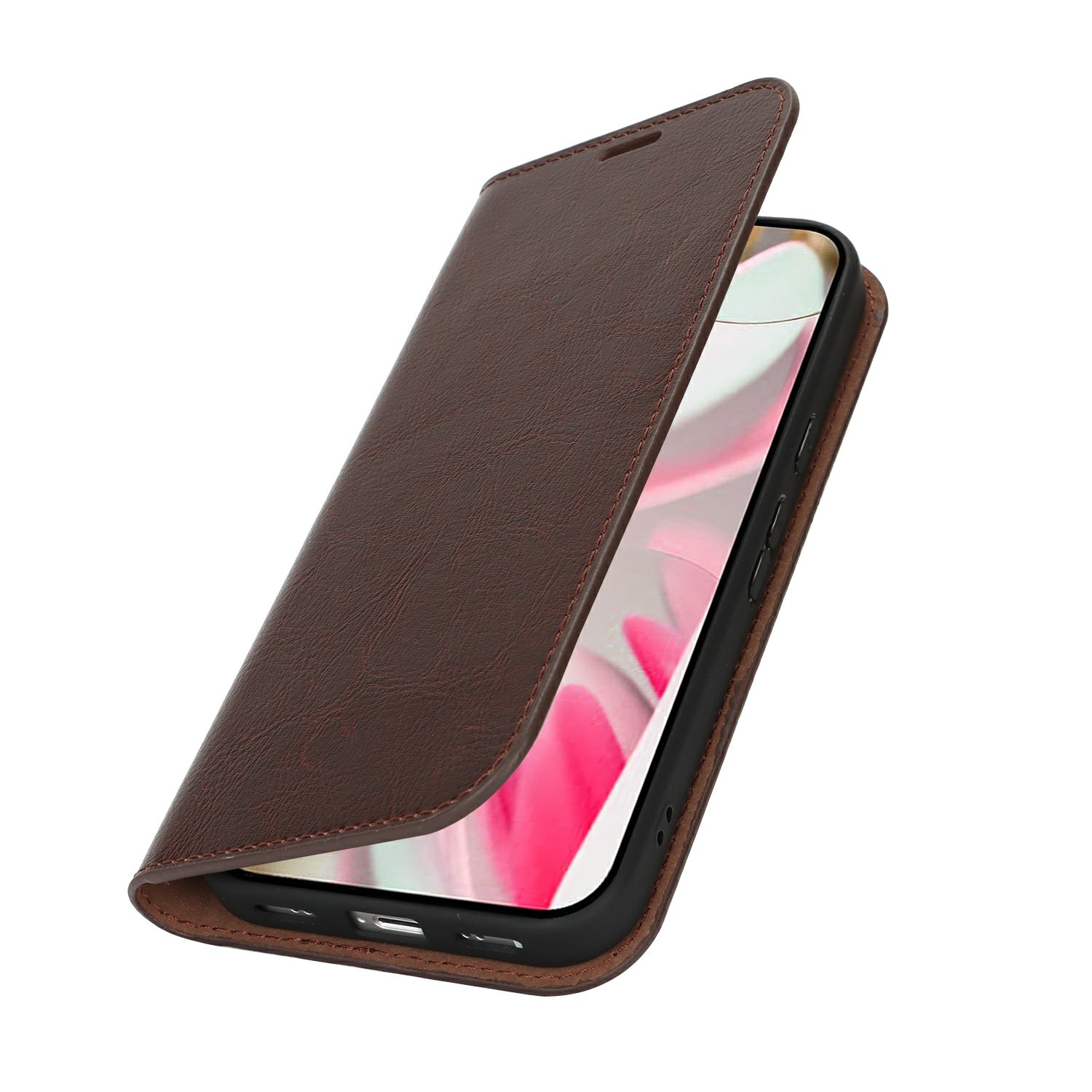 Funda cartera de cuero genuino Google Pixel 10 Marrón oscuro