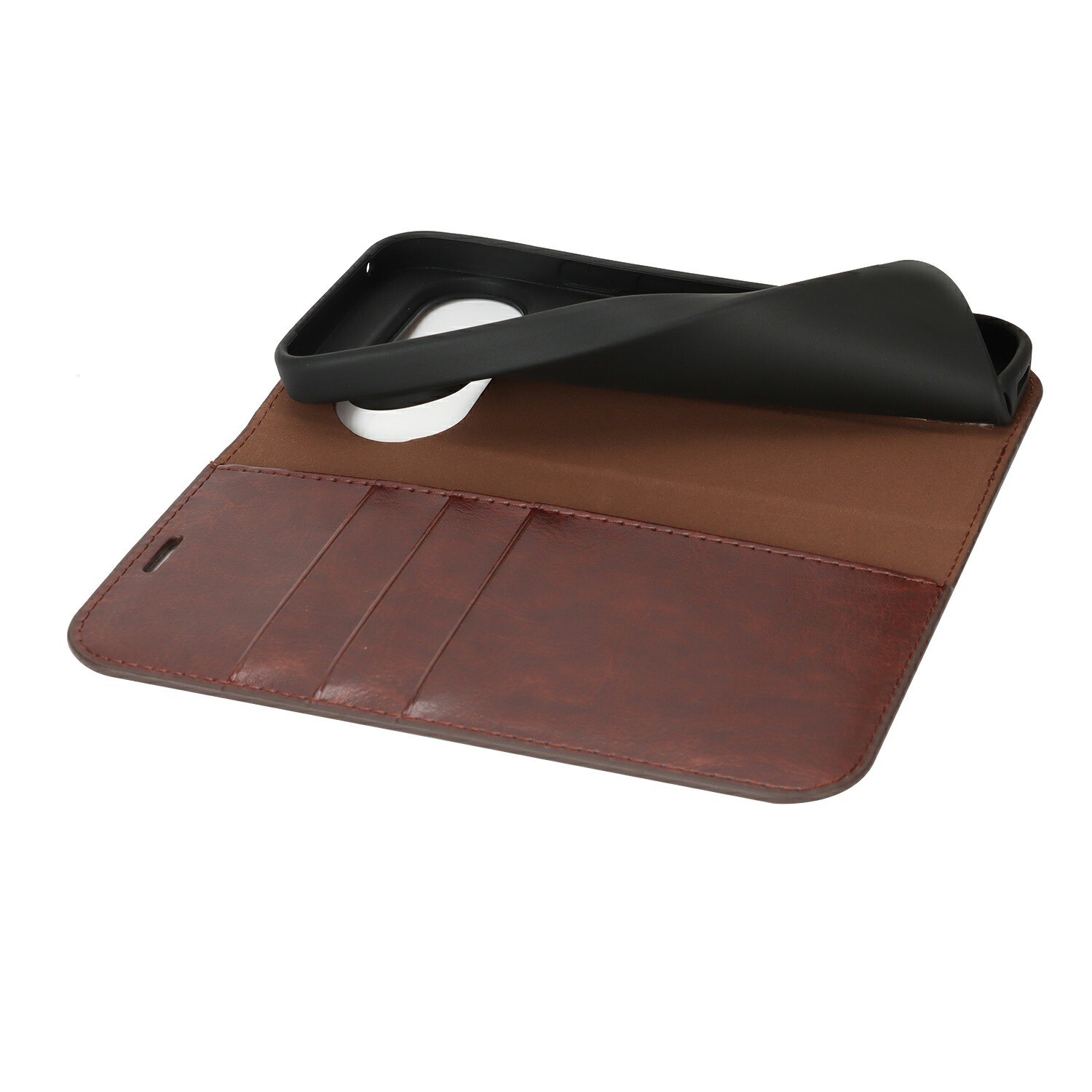Funda cartera de cuero genuino Google Pixel 10 Marrón oscuro