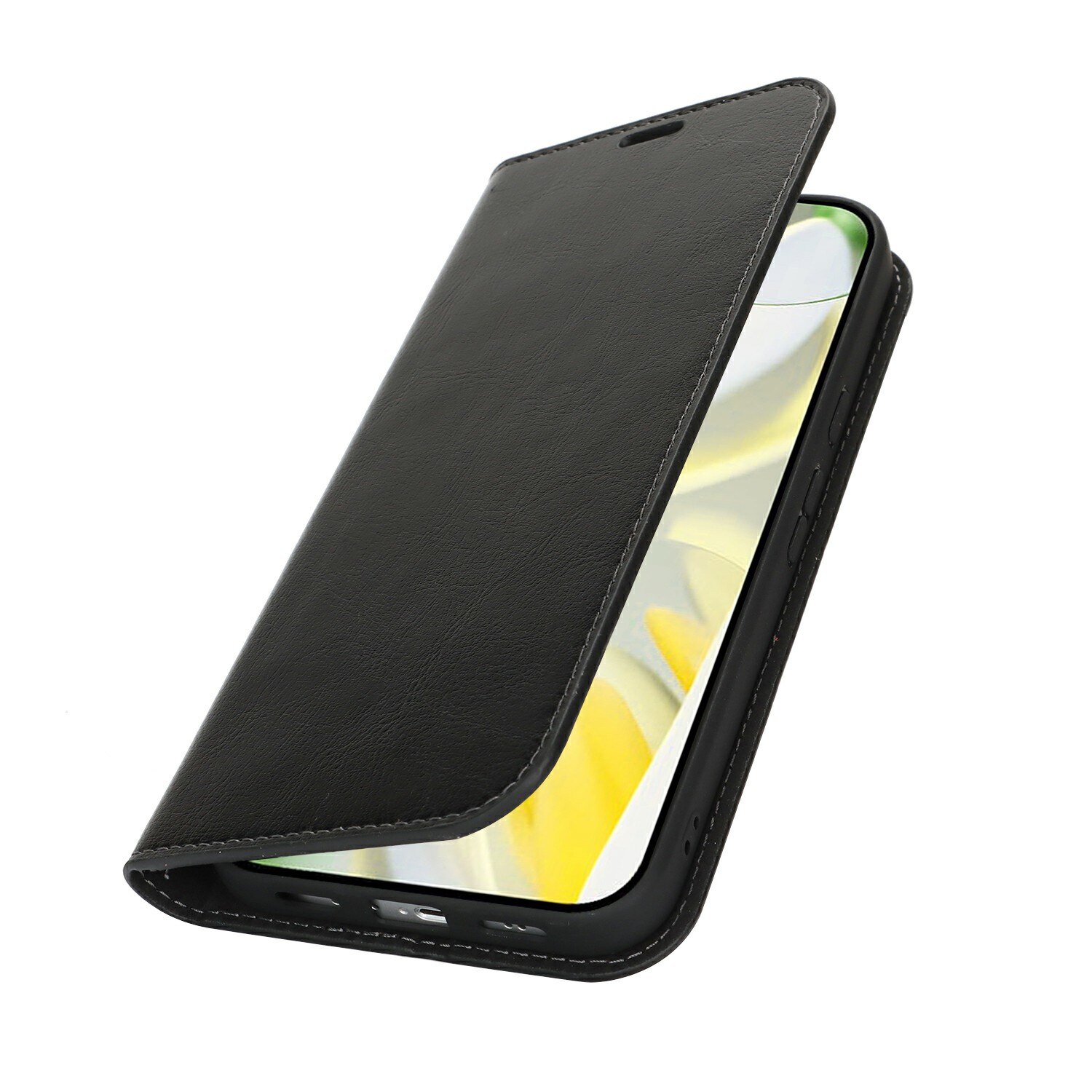 Funda cartera de cuero genuino Google Pixel 10 Pro XL Negro