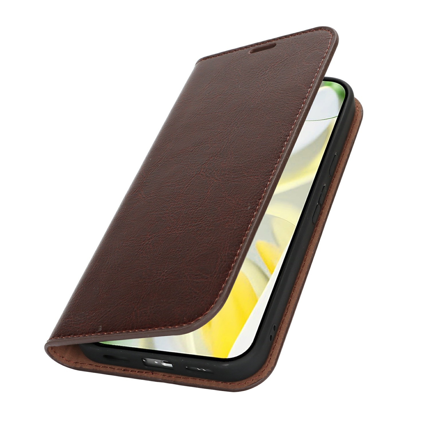 Funda cartera de cuero genuino Google Pixel 10 Pro XL Marrón oscuro