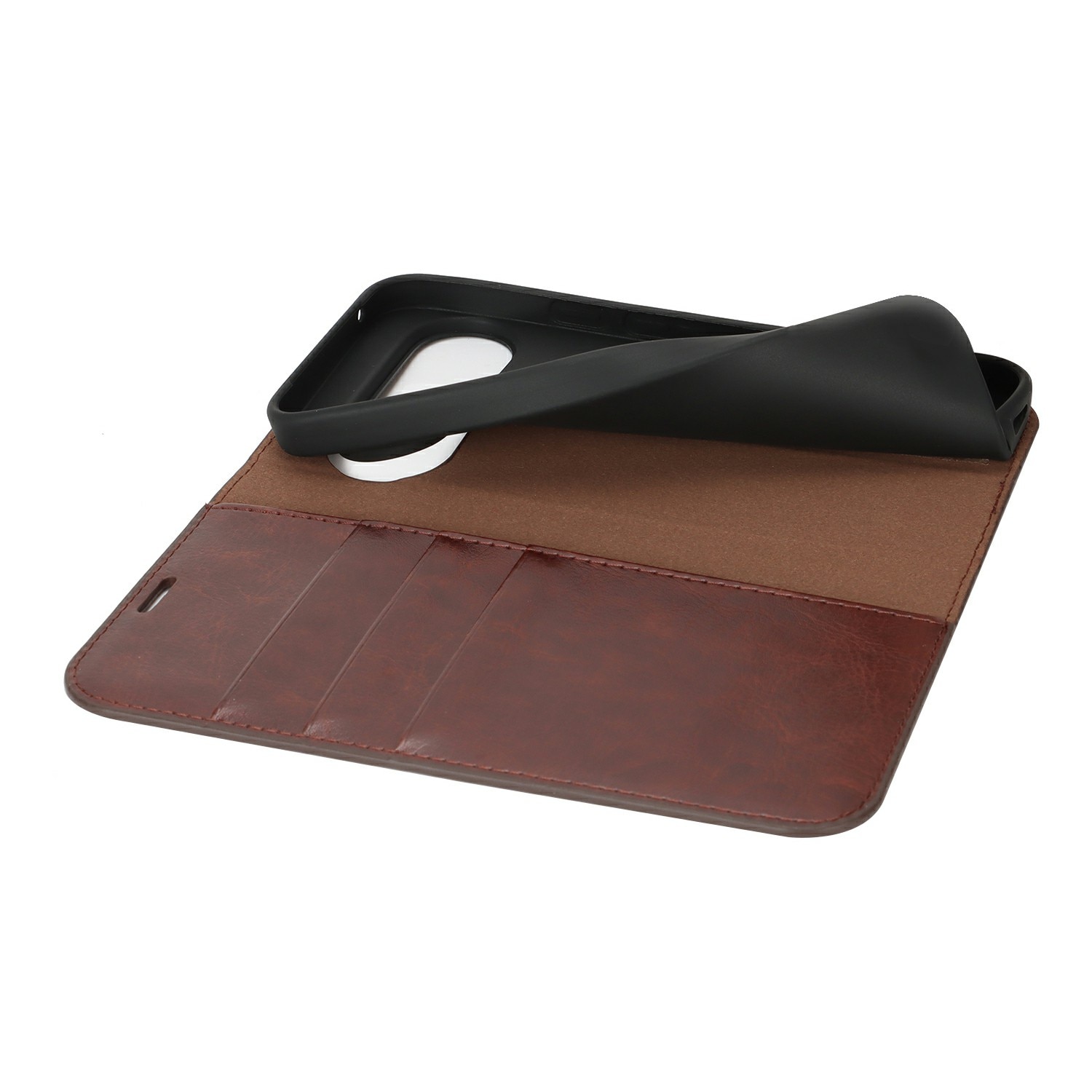 Funda cartera de cuero genuino Google Pixel 10 Pro XL Marrón oscuro
