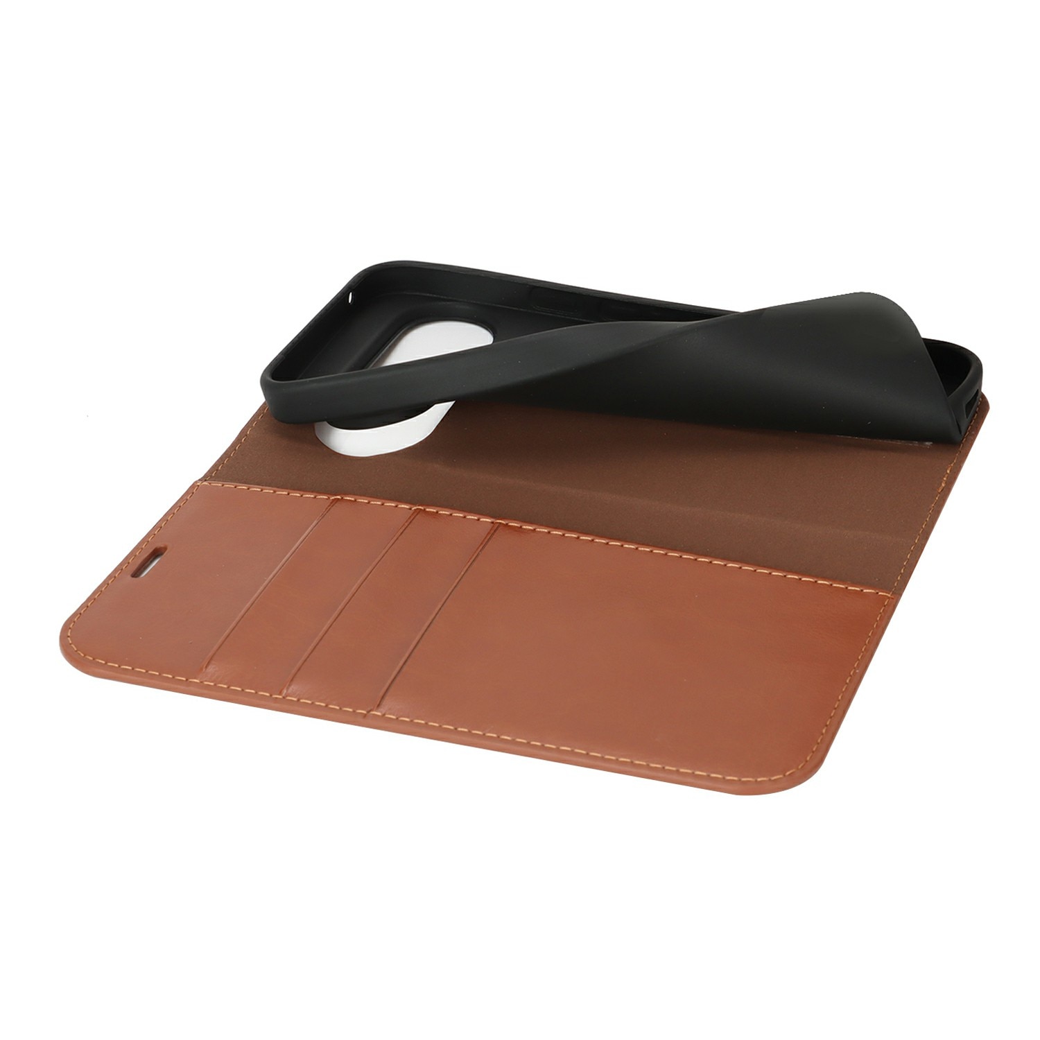 Funda cartera de cuero genuino Google Pixel 10 Pro XL Marrón