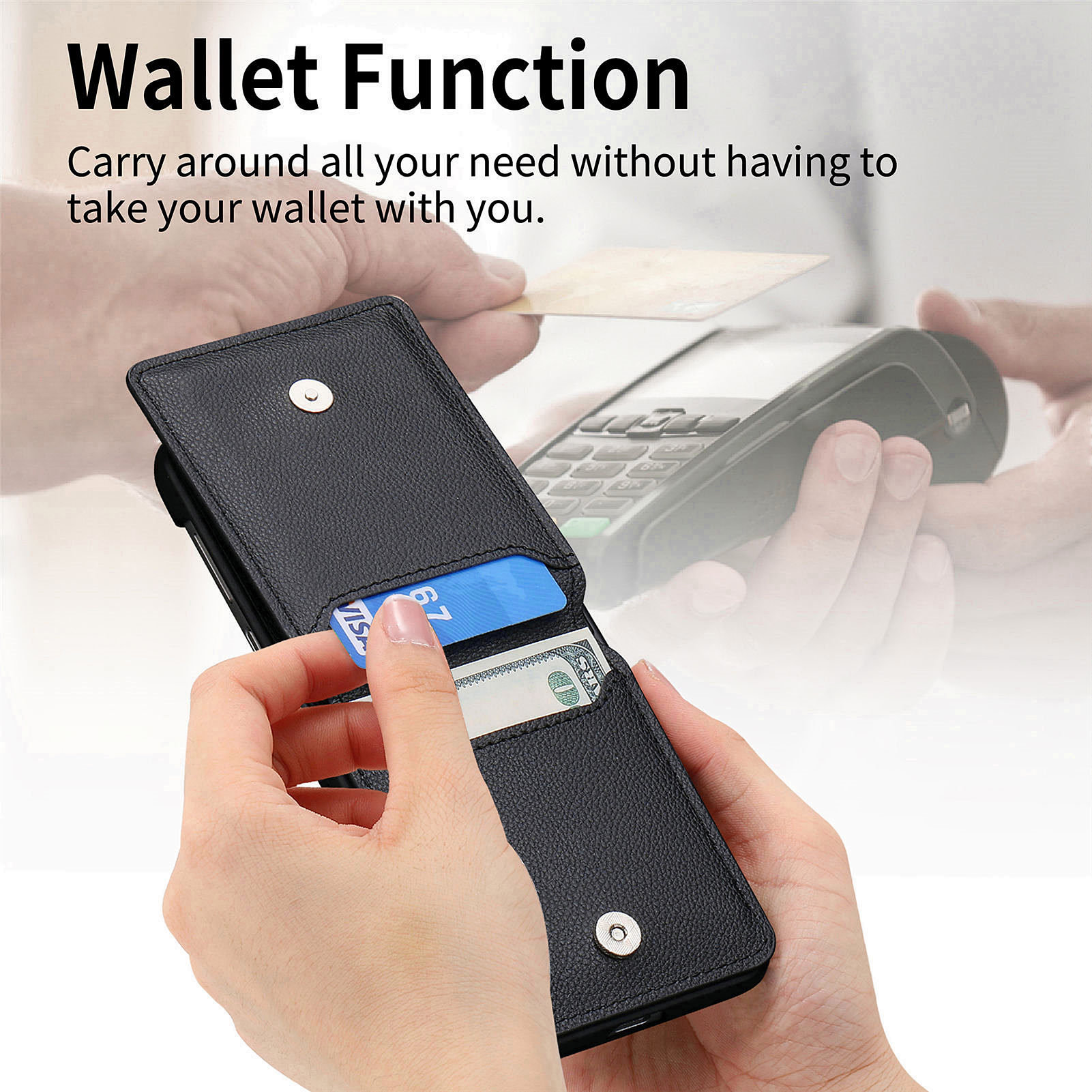 Funda con porta anillos y ranuras para tarjetas Samsung Galaxy Z Flip 7, negro