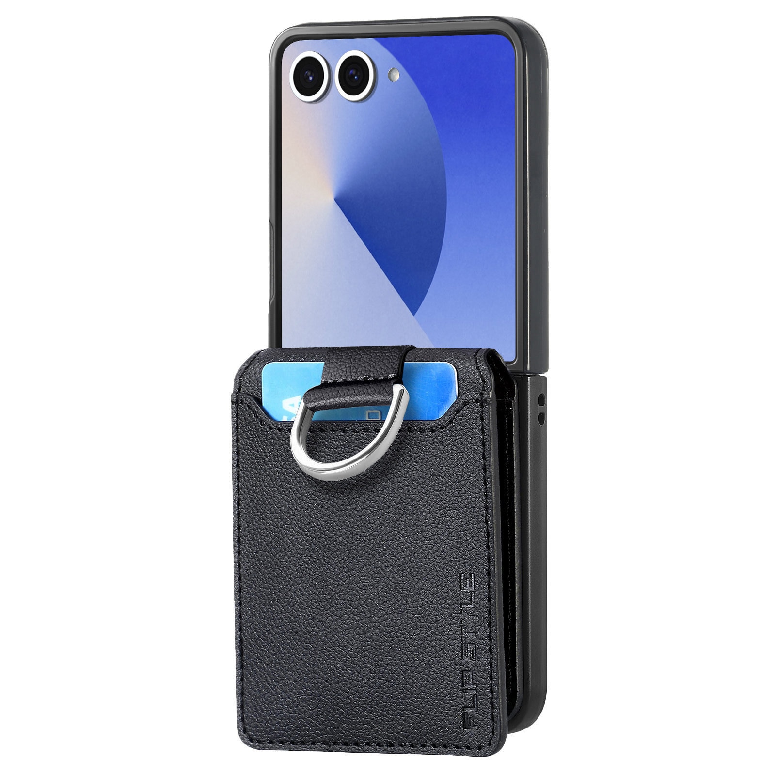 Funda con porta anillos y ranuras para tarjetas Samsung Galaxy Z Flip 7, negro