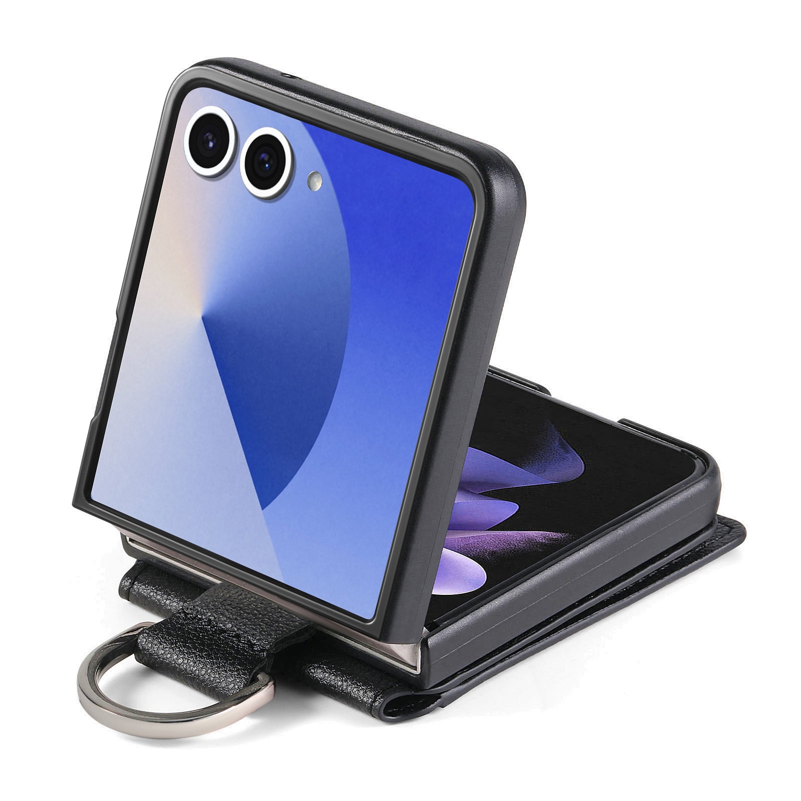 Funda con porta anillos y ranuras para tarjetas Samsung Galaxy Z Flip 7, negro