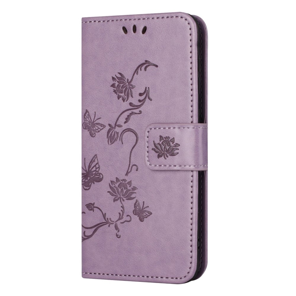 Funda de Cuero con Mariposas Samsung Galaxy A14, Púrpura