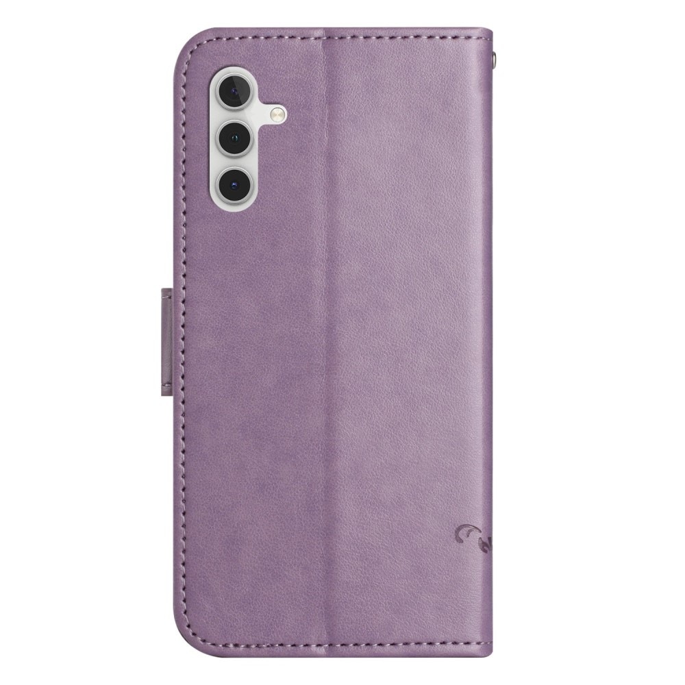 Funda de Cuero con Mariposas Samsung Galaxy A14, Púrpura