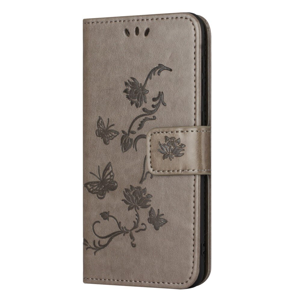 Funda de Cuero con Mariposas Samsung Galaxy A14, gris