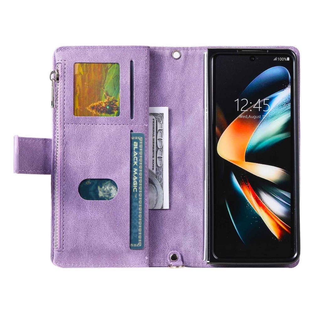Funda acolchada tipo billetera Samsung Galaxy Z Fold 4 Púrpura