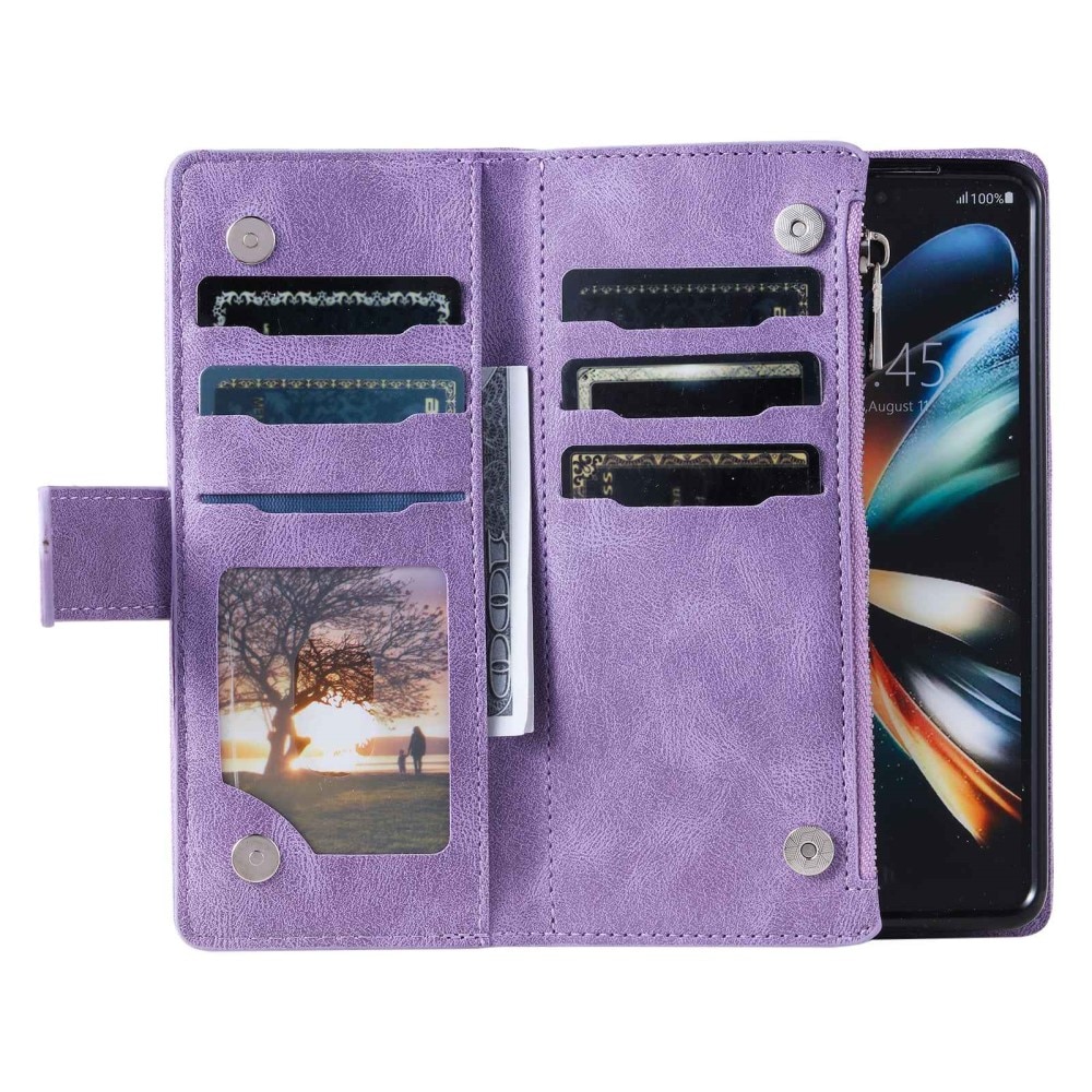 Funda acolchada tipo billetera Samsung Galaxy Z Fold 4 Púrpura